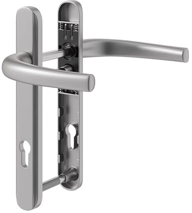 IRONWORX® Enigma Satin Chrome UPVC Door Handle Set 92mm PZ, 122mm Screw Centres | Universal fit for uPVC, Composite & Timber Doors | External Door Handle Replacement | Heavy-Duty, Easy DIY Fit