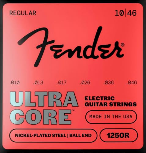 Fender 1250 Ultracore Gitarrensaiten, vernickelter Stahl, Kugelende, 1250R-Spuren 0,010–0,046, (6)