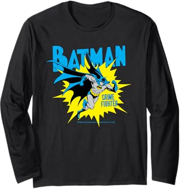 Vintage-Comic-Panel mit Heldensymbol von Batman Crime Fighter Langarmshirt