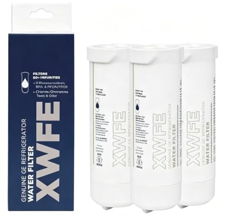 Quixpszto Refrigerator Water Filter Replacement,Compatible For GE XWFE Fridge Filter Replace Every 6 Months (Chip Not Included)(3 Pcs (NoCHIP))