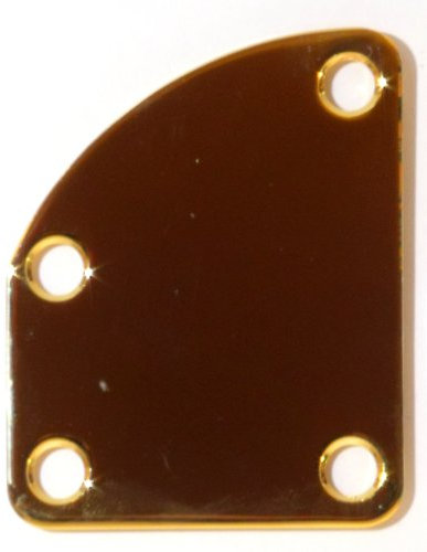 Asymmetric curved guitar neck joint plate in gold including screws