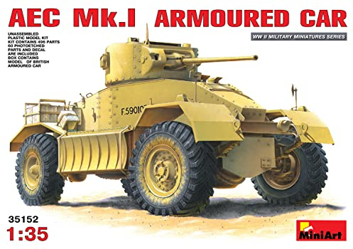 Mini Art 35152 1:35 Brit. Spähpanzer AEC Mk.I-originalgetreue Nachbildung, Modellbau, Plastik Bausatz, Basteln, Hobby, Kleben, Modellbausatz, Zusammenbauen, unlackiert
