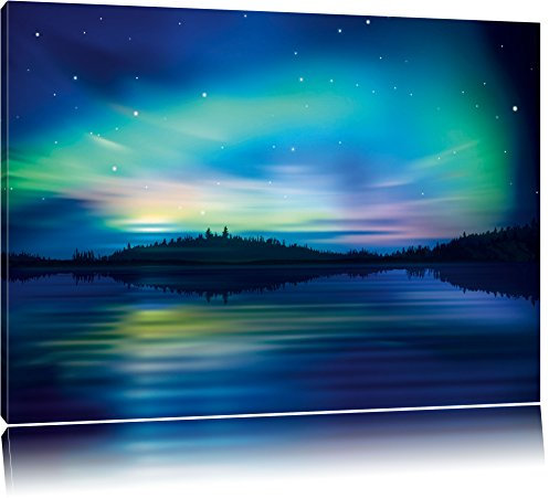 Pixxprint Finnische Polarlichter, Größe: 80x60cm, Leinwandbild, fertig gespannt, Wandbild, Dekoration, Kunstdruck, kein Poster