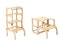 Klappbarer Lernturm mit Sitzfunktion, 45 cm Stehhöhe, Step’n’Sit, Lernturm mit Sitz und Tisch umklappbar, Birkenholz, UV-Lackiert, Holz mit Gold Beschlägen