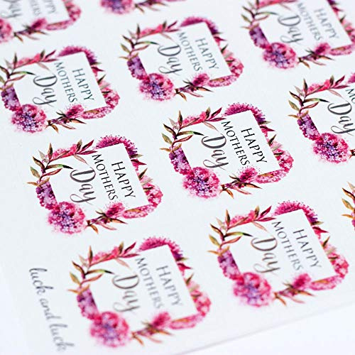 Luck Happy Mothers Day Pink Blossom Stickerbogen mit 35 Stickern