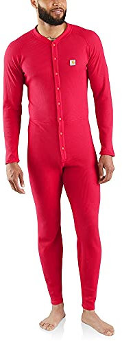 Carhartt Men's Classic Cotton-Polyester Base Layer Union Suit, Red, Large