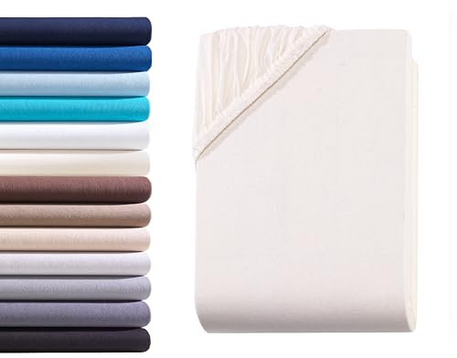 Hometex Premium Textiles Exclusive Boxspringbett Spannbettlaken | Bettlaken für hohe Matratzen | Extra starker Stoff 160 g/m² | Oeko-TEX® Made IN Green | 180-200x200-220 cm - Steghöhe 40 cm - Natur