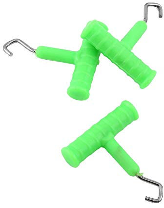 Qiterr Fishing Knot Puller, 3pcs Green High Carbon Steel Fishing Hook Tying Tool, Easy to Use for Carp Fishing