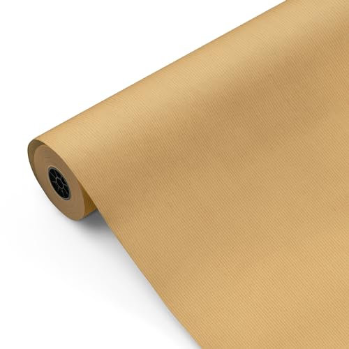 Emballage rouleau de papier kraft 100 METRES [vergé, 1ère QUALITÉ] marron. POLYVALENT : emballage cadeau, industrie, emballage, modélisme. Grande bobine de papier brun [FP Fiesta Paper]