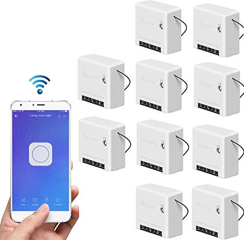 RFElettronica - 10PCS Mini R2 Smart Switch a due vie 10A AC100-240V Funziona con Amazon Alexa Google Home Nest