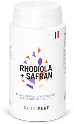 Nutripure | Rhodiola Rosea + Safran Bio | Amélioration Endurance | Stabilité Émotionnelle, Humeur Positive, Concentration | 3% Rosavine 1% Salidroside | 60 Gélules (1 mois) | Made in France