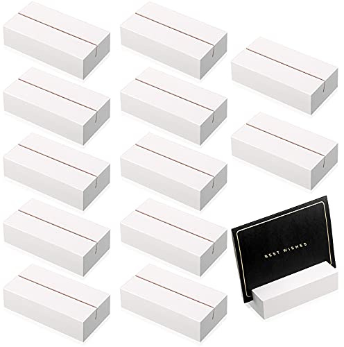 12 Pieces Wood Place Card Holders White Wooden Table Number Stands Name Card Holder for Wedding Party Events Table Numbers Name Tag Restaurant Menu Home Decoration 3 x 1.6 x 0.8 Inch