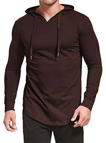 AIYINO Men's S-5X Long Sleeve Fashion Athletic Hoodies Workout Sweatshirt Hip Hop Pullover Hooded (L Coffee)