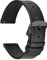 WOCCI 20mm Dünne Flache Leder Uhrenarmband für Smartwatch mit Schwarze Schnalle (Schwarz)