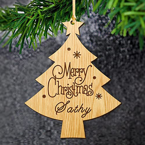 EDSG Christmas Bauble Personalised Tree Decorations Custom First Xmas Ornament Wooden Santa Gift