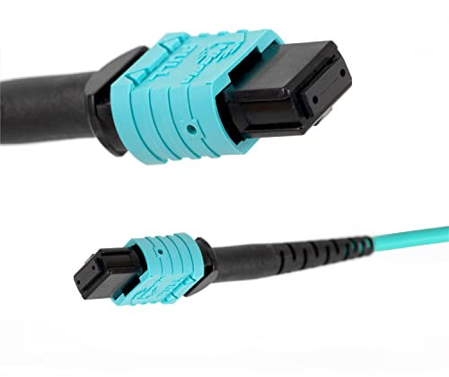 EMSECKO MPO zu MPO Glasfaserkabel 5M, 8 Adern, Buchse Typ B, OM3 Multimode Glasfaser Patchkabel, LSZH MPO-MPO Patchkabel für QSFP+ Transceiver MTP kompatibles Verkabelungssystem, Aqua (5M)