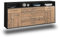 Lqliving Kommode Sideboard Bellevue, Korpus in anthrazit matt, Front im Holz-Design Pinie (180x77x35cm), inkl. Metall Griffen, Wandmontage, Made in Germany