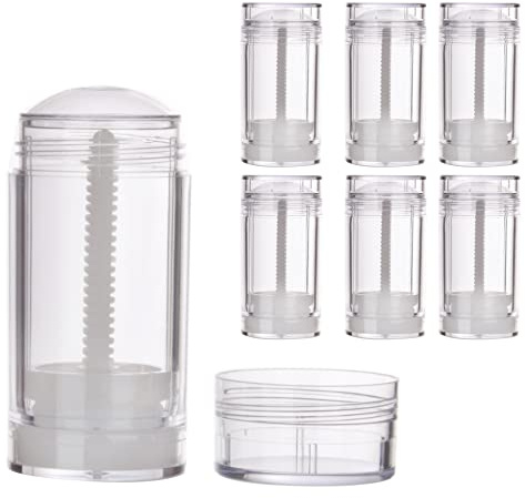 COSIDEA 6pcs Clear Round empty 75g / 2.5OZ deodorant containers Bottom Filling large twist up tubes for hair wax chapstick bottle