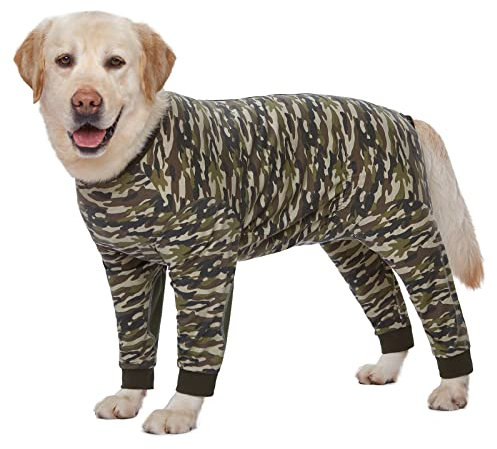 Yeapeeto Einteiler für Hunde, zur Erholung, für große und mittelgroße Hunde, Schlafanzug, Ganzkörper für Haarausfall, Allergien, Anti-Lecken, Wundschutz, Kegel-Alternative (XL, Tarnung)