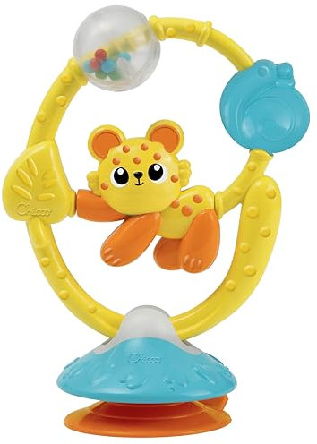 Chicco Hochstuhl-Spielzeug Dschungelfreund 2in1, Hochstuhl-Rasselspiel mit Saugnapf, mit manuellen und taktilen Aktivitäten, 6-18 Monate