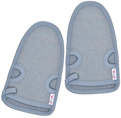 volumoon Peelinghandschuh,2 Stück Peelinghandschuh Körper, Massage Handschuhe Pflanzenfaser, Handschuh Peeling Reinigt Porentief für Körper, Exfoliating Gloves für Hamam, Sauna, Dusche.