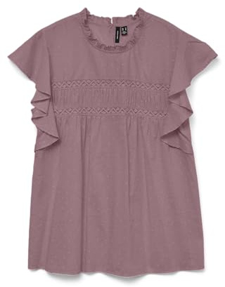 VERO MODA Damen Vmtrine Sl Lace WVN Noos Top, Nostalgia Rose, S EU