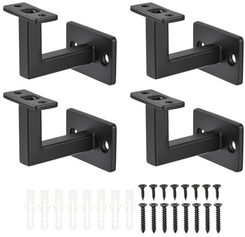uxcell Black Fixed Swivel Hand Rail Brackets Adjustable Square Hand Rail Brackets for Staircase Stair (6pcs)