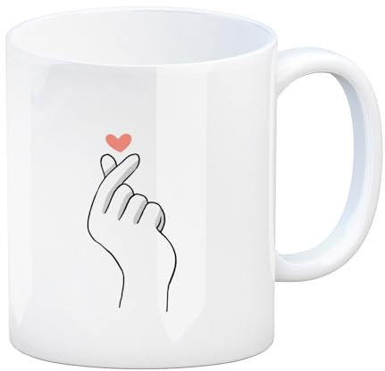 K-Pop Kaffeebecher in Schwarz-Weiß mit Herzsymbol eine bunte Tasse für alle Korean-Pop Fans Kreativer Hand Becher Teenager Manga Kaffeetasse verschiedene Varianten Anime Korea