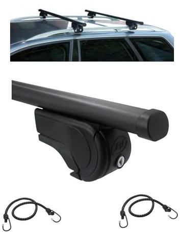Kompatibel mit Opel Corsa B SW Rail ab Baujahr 2000, Dachträger TOTUS FE für Autodachträger mit Reling Hohen Handlauf zugelassen Stahl 127 cm ovales Profil max. 100 kg