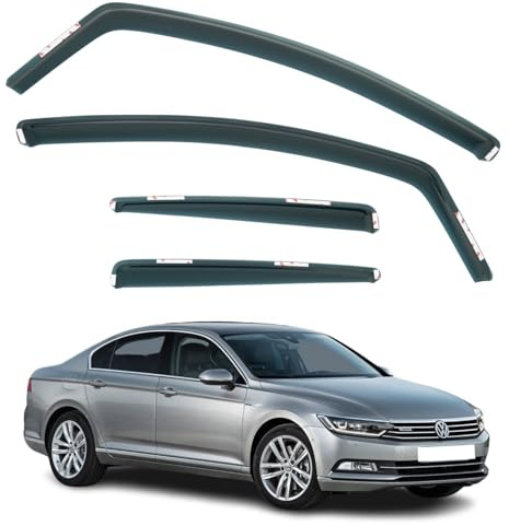 Set mit 4 Windabweisern, kompatibel mit Volkswagen Passat B8 4-Türer Limousine 2015 2016 2017 2018 2019 2020 2021 2022 Modelle