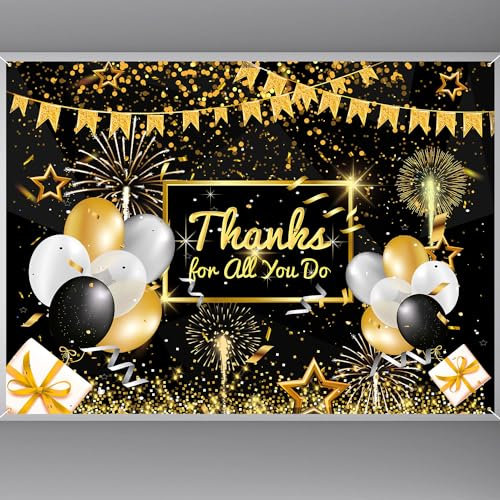 Danke Banner, 210x150cm Glitzernd Decke Hintergrund Dankesbanner Dankeschön-Partydekorationen Fotografie Foto-Requisiten für Mitarbeiter Lehrer Arzt Krankenschwester Party Zubehör