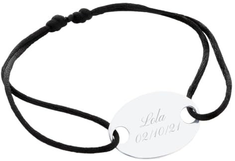Ocadeau Bracelet en Argent personnalisé avec Cordon coloré Ajustable – Bracelet sur Mesure Original