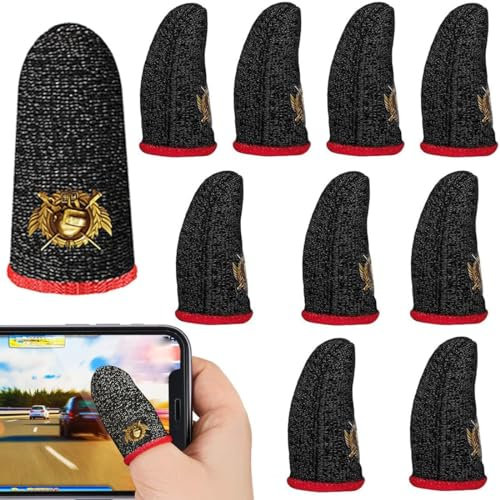 PNPGDYK 10 Pack PUBG Mobile Finger Sleeve Set, Thumb Gaming Gloves Compatible with All Touchscreen Devices, Cell Phone Finger Sleeve for Call of Duty Mobile