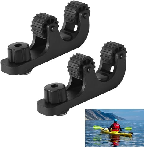 NQEUEPN 2 Piezas Soporte Pala Kayak, Universales Clip para Paletas de Kayak Conveniente Soporte para Asegurar el Remo Montaje en Pista de Kayak Accesorios para Pesca Kayak Canoa Barco