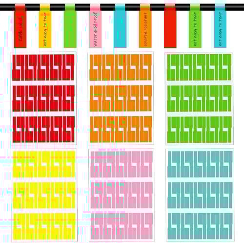 Cable Labels, 120pcs Self-Adhesive Cable Markers Waterproof Tear Resistant Wire Labels Cable Tags Stickers Organizing Cables in Office, Home/Cable Identification Tags(6 Colors)