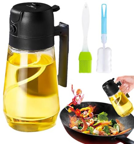Generisch Ölspray Zum Kochen, Oil Sprayer, Ölsprühgeräte Und Spender, 2-in-1-multifunktions-ölflasche Zum Kochen, Ölsprüher Und Ausgießer? Glas-Ölspender, Glas-Sprühflasche Mit Bürsten Für Die Küche