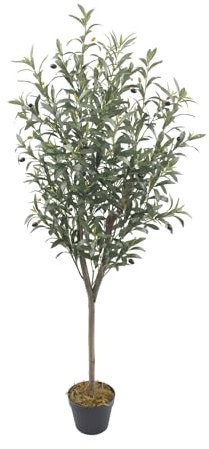 Rebecca Mobili Olivier Artificiel Décoratif, Faux Olivier, Vert Marron, Polyester Bois, Réaliste, Touffu, avec Pot - Dimensions HxLxP: 150 x 45 x 45 cm - Art. RE7047