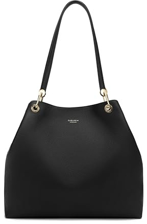 Carlheim, Skagen Genuine Leather Collection, Stella Genuine Leather Handbag (Black), Black, Medium