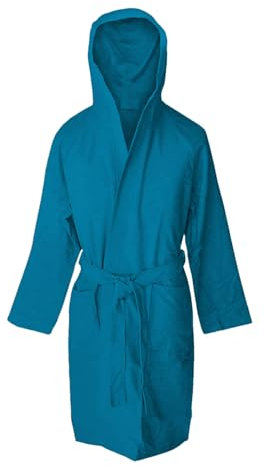 Jenny Sesal Accappatoio in microfibra con cappuccio e cintura Uomo/Donna confezione salvaspazio (XXL, Ottanio/Tiffany)