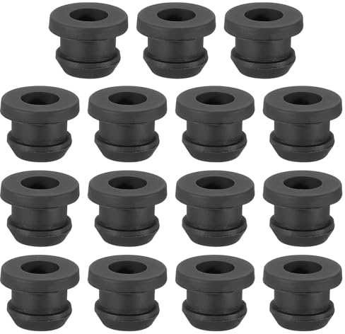 PATIKIL 9mm / 3/8 Inch Drill Hole,1/4 Inch ID Rubber Grommets, 15Pcs Top Hat Grommet for Wiring Eyelet Ring Gasket Automotive Firewall Cable Hole Plugs Wires Protection, Black