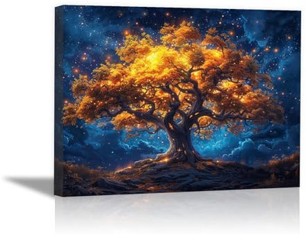 IEPOZWA Albero della vita Stampa su tela Albero astratto Pittura, Albero della Vita Stampa Quadro Moderno Quadri Moderni Soggiorno Camera da letto - 80x120cm Incorniciato(rosso)