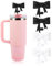 YONEEKSS 4 Pcs Bow Straw Covers Cap, 10mm Reusable Silicone Straw Toppers for Stanley Cups Straw Accessories, Straw Covers Cap Toppers Compatible with Stanley 30&40 oz Tumbler Cups (Black and White)