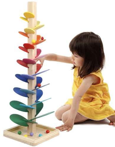 DIPALENT Wooden Marble Track, Wooden Music Tree for Children Aged 3 and up, Ball Drop Toy, Montessori Toy for 3+ Years, Birthday Gifts for Boys and Girls