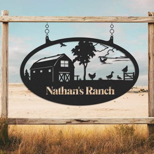 Personalisierte Metallschilder, rustikale Ranch-Dekoration, Bauernhaus-Outdoor-Dekoration, individuelles Nachnamenschild, große Metall-Wandkunst, Scheunenschild, Familienbauernhof-Schild