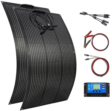 Aysolar 200W Kit etfe Flexible Solarpanel 2 * 100W 18V mit 20A Laderegler Hocheffizient Monokristalline Solarmodule für Wohnmobil Auto Boot Yacht Garten Balkon 12V/24V Batterien