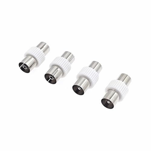 JZK 4x Convertidores antena TV macho y hembra conectores, adaptador de cable coaxial hembra a hembra, conector acoplador coaxial RF PAL macho a macho