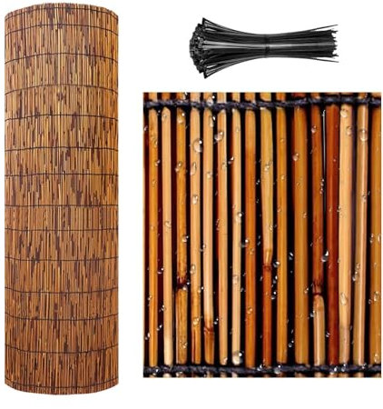 Valla De Cañas Exterior Valla Bambú Natural Rollo de caña de bambú 50-160cm De Alto Valla Madera Jardin Mimbre Ocultacion Para Piscina Terraza Patio Robusta Y Recta Fácil De Instalar(H70xL80cm)