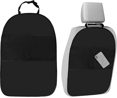 Car Seat Protector for Kids - 2-Piece Waterproof Back Seat Kick Mat, Oxford Fabric Anti-Dirty Seat Cover with 2 Mesh Pockets, Universal Rear Seat Protector for Cars, Dirt & Damage Prevention (2 Bag)