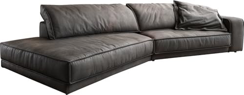 DELIFE Big-Sofa Snoosh Mikrofaser Schwarz Vintage 400x150 cm Recamiere Links