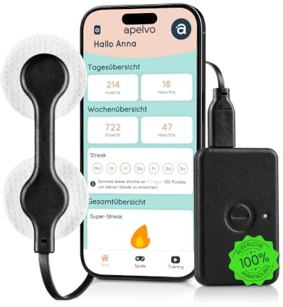 Apelvo Beckenbodentrainer für Frauen - ohne Einführen | Rückbildung, Wechseljahre, Innovatives Biofeedback Beckenbodentraining mit App, CE-zertifiziert
